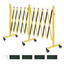 Barreira de Segurança Extensível-Duoku-Duplo Acordeão 5,46 m-Cerca Dobrável em Metal-Amarelo e Preto