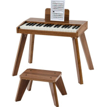 Clavier Électronique pour Enfants-Duoku-37 Touches-Mini Piano Éducatif en Bois-avec Banc-Couleur Noyer