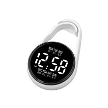 Mini Digital Clock Touch Screens Operate Waterproof ABS-White