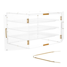 Vitrina Mostrador de Panadería-Duoku-57x45,5x40,5 cm-4 Niveles-Mostrador de Pastelería en Acrílico Transparente