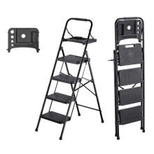 Scaletta pieghevole - DUOKU - CQX904 - 4 gradini - Capacità 272 kg - Gradini larghi antiscivolo