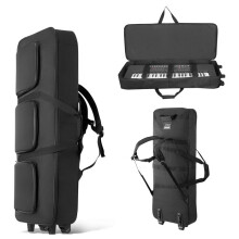 Sac à Roulettes pour Clavier 88 Touches-Duoku-1680D-Housse de Transport pour Piano Électrique-3 Poches de Rangement