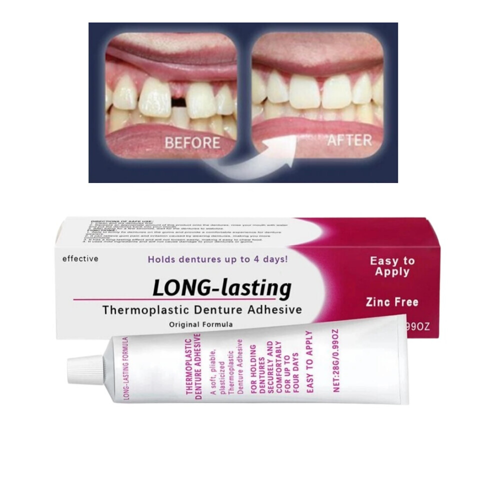 Thermoplastic Denture Adhesive 28g - Long-Lasting, Strong Hold, Easy Application, Safe for All Dentures (100% ORGINAL)