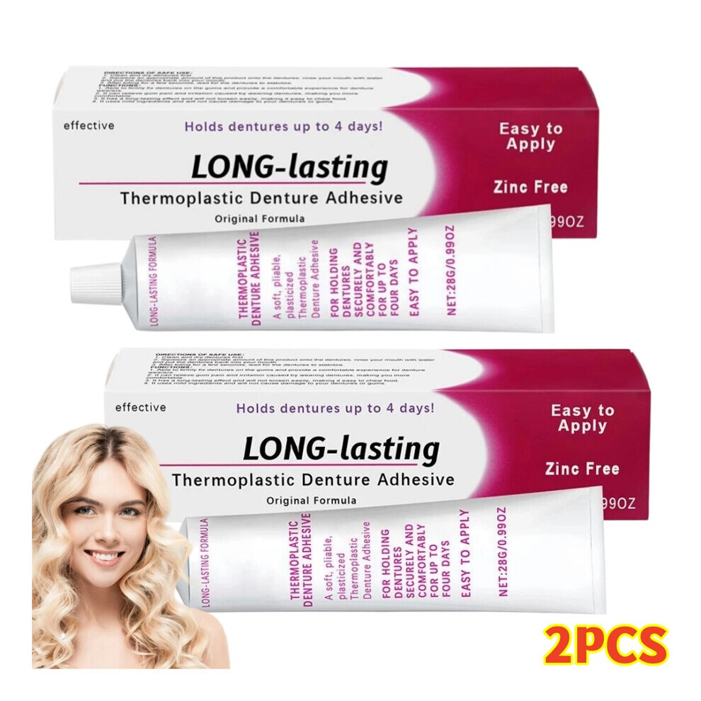 2PCS Long lasting Thermoplastic Denture Adhesive 28g - 100% ORGINAL