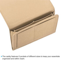 Bedside Organizer, Bed Bedside Organizer Hanging 5 Pocket Soft Bed Pockets Bedside Storage Organizer Beige