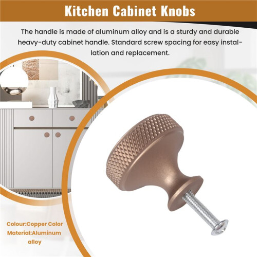 10Pack Kitchen Cabinet Knobs Knurled Dresser Knobs Cabinet Hardware Aluminum Knobs for Dresser Drawers Copper Color 1