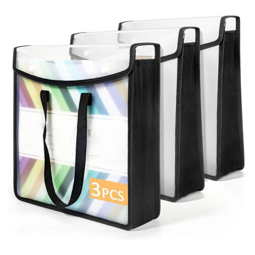 Expandable Scrapbook Paper Storage Organizer, Black Paper Folio for 12 x 12 Sheets, with Portable Handle 1