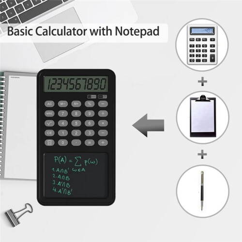 Basic Calculator with Notepad 12-Digit Display Desk Calculator with Writing Tablet Portable Calculator 1