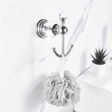 Crystal Towel Hook, Silver Robe Hooks, Bathroom Hand Towel Wall Hanger for Clothes Closet Wall Mounted Kitchen