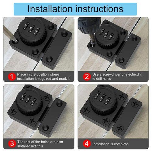 Cabinet Door  Keyless Combination Lock Cabinet Mechanical 3-Digit Passcode Cabinet Lock for Kitchen Cabinet Black 1