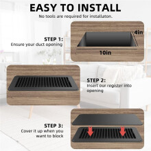 Floor Register 4 x 10 Inch with Strong Magnetic Vent Cover, AirVent Cover for Home Floor Wall or Celling for HVAC RV AC