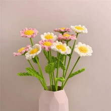 12PCS Handmade Daisy Crochet Yarn Hook Flower Knitted Bouquet Birthday Gift Home Decorations Party Wedding Decor