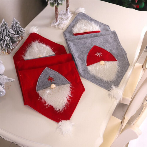 Christmas Table Runner,Classic-Kitchen Dining Table Decor Fall Table Runner Fireplace Scarf Gnomes Table Cloth Grey 2