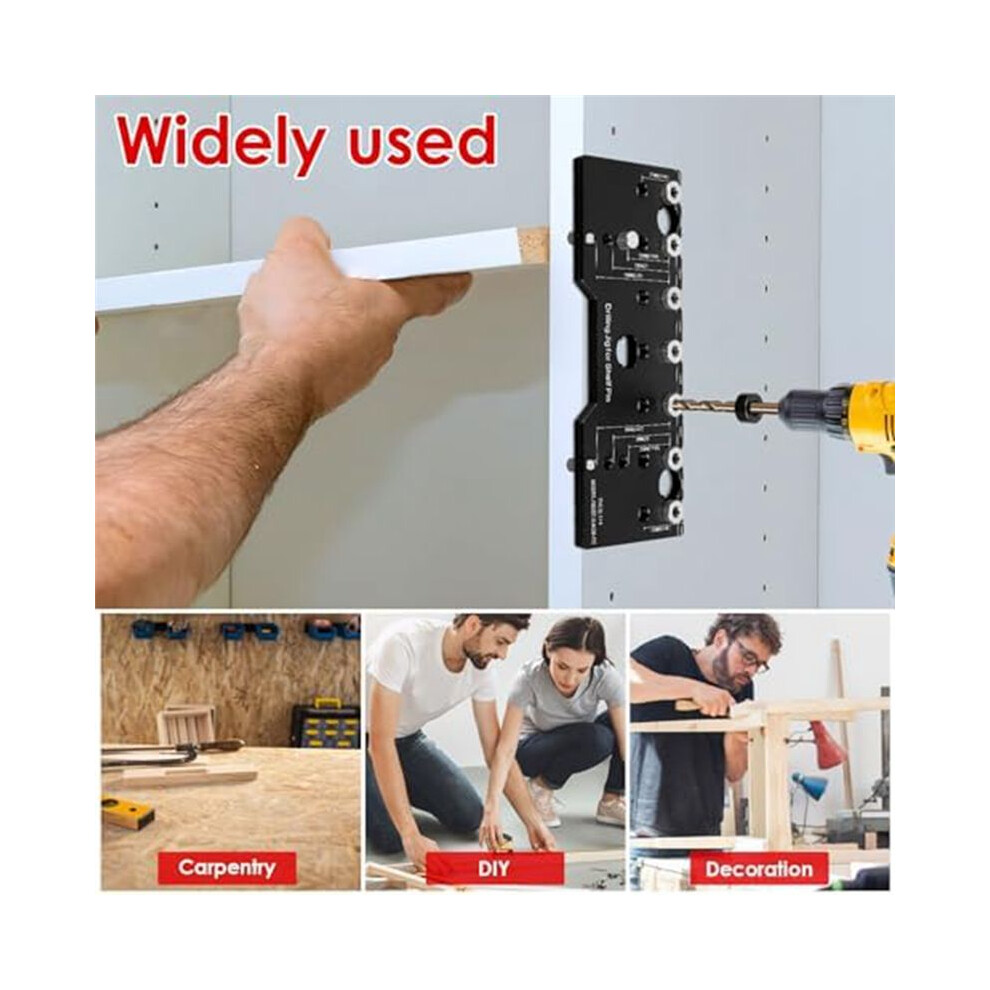 Shelf Pin Jig 1/4 Inch Aluminum Alloy Shelf Pin Guide Precise Cabinet Mounting Template Jig Shelf Pin Drilling Template 4713642551095