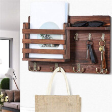 Key and Mail Holder for Wall Mail Organizer Wall Mount with Hooks Easy Installation Key Rack for Entryway and HomeDecorA