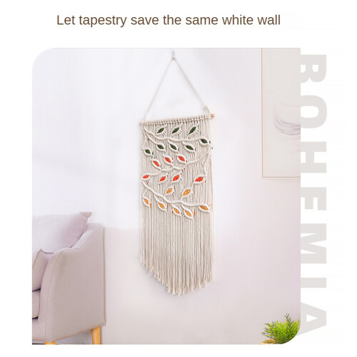 Leaves Macrame Wall Hanging Green Leaf Macrame Wall Hanging Boho Wall Decor Yarn Wall Hanging  Handmade A 2