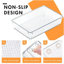 Bacs de Rangement de Tiroirs de Bureau 6 PièCes, Organisateurs de Tiroirs Transparents 9 X 6 X 2 Pouces avec Coussinets en Silicone, Organisateurs de