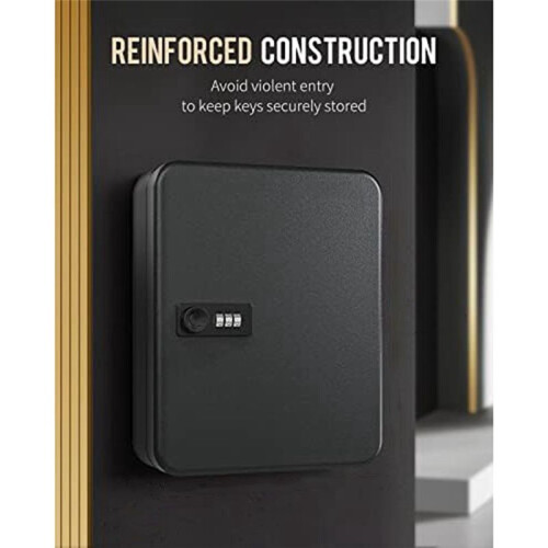 Key Cabinet with Combination Lock Wall-Mounted Key Storage Box with Resettable Combination Black Digital Security Box 1