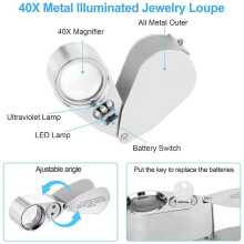 4 STUKS Verlichte Juweliers Loep Vergrootglas, 10X 20X 30X 40X Volledig Metalen Vergrootglazen, Zak Opvouwbare Sieraden Loop