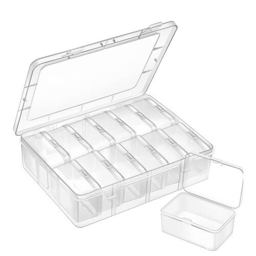 Small Bead Organizers Box, 13Pieces Plastic Storage Cases  Clear Bead Storage Containers Boxes with Hinged Lid 1