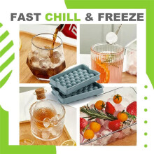Ice Tray with Bin & Scoop, Ice Tray for Fridge Freezer, Crushed Ice Tray for Chilling Drinks Coffee Juice
