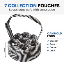 Fabric Egg Basket for Gathering Eggs - 1PCS Egg Collecting Basket with 7 Pouches for Chicken, Duck and Quail Eggs