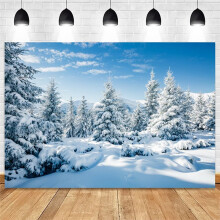 210X150Cm Winter Snow Background Cloth Snowflake Christmas Tree Glitter White Forest Party Photography Backdrops, C