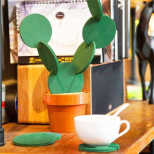 Coasters DIY Cactus Coaster,Set of 6 Pieces with Flowerpot Holder for Drinks Novelty,Gift for Home Office Bar Decor