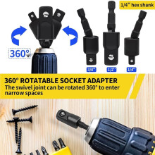 Jeu D'Extensions de Forets Flexibles de 31 PièCes, Fixation de Perceuse à Angle Droit de 105 , Douille à Joint Rotatif, Adaptateur à Douille