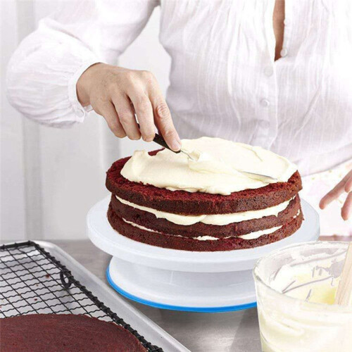 11 Inch Rotating Cake Turntable for Decorating - 6 Piece Cake Decorating Kit Includes 2 Icing Spatulas and 3 Scrapers 2