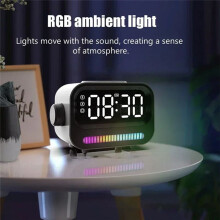 4-in-1 High Quality  Speakers 15W LED RGB Light Digital Alarm Clock Mobile Phone Magnetic Wireless Charger,B