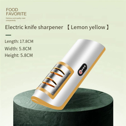 Electric Knife Sharpener Automatic Adjustable Kitchen Tool for Fast Sharpening Knives Scissors Yellow 1