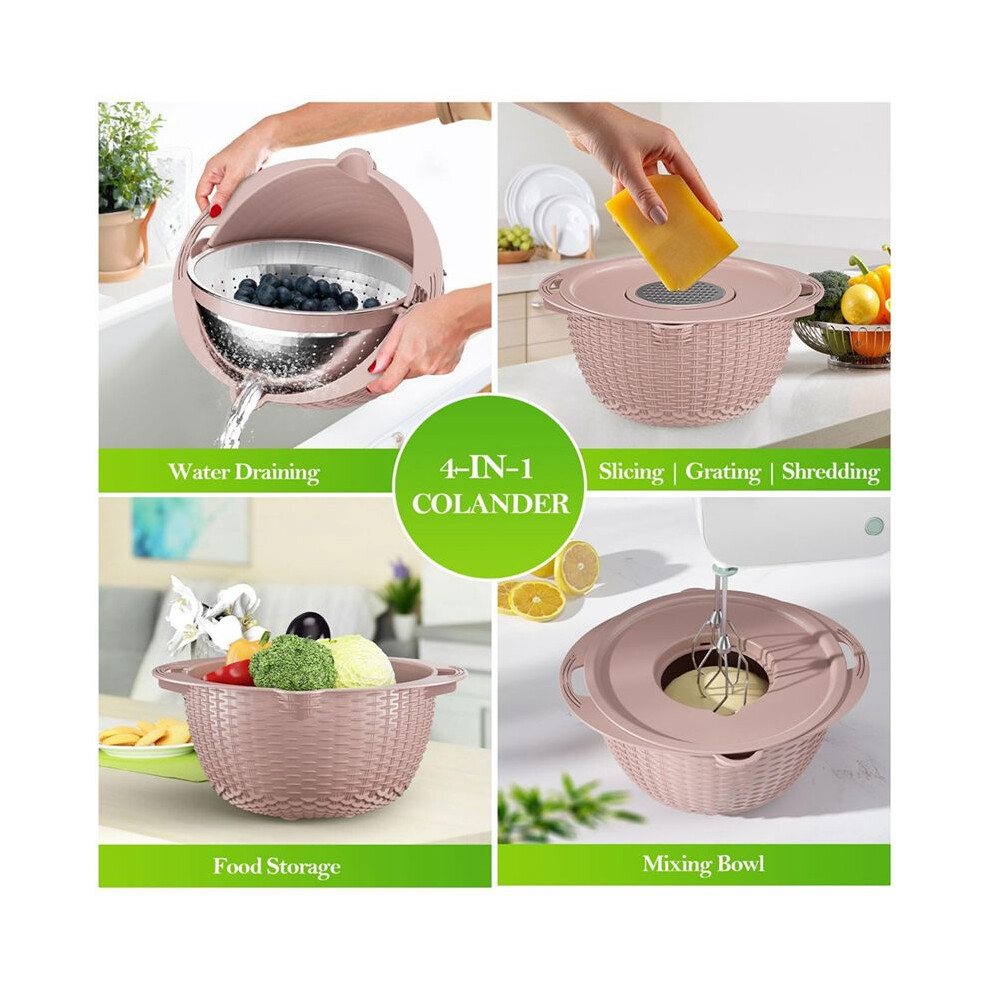 Colander With Mixing Bowl Grater Set Colander Bowl Fruit Strainer Bowl Colanders&Food Strainers Rotatable Kitchen Bowl-B 6032234534918