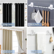 4PCS Curtain Rod Brackets No Drilling Curtain Rod Holders Self Adhesive Curtain Rod Hooks Nail Free Adjustable,A