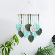Macrame Wall Hanging Leaves, Boho Macrame Wall Decor, Wall Hanging Handmade Woven Leaves Tassels , B