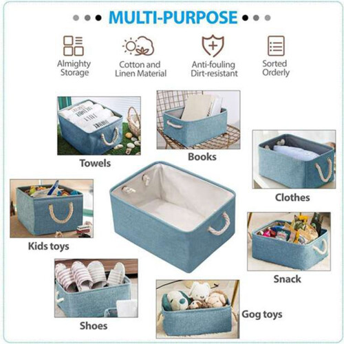 Foldable Storage Baskets Flax Dirty Clothes Storage Baskets Desktop Cosmetic Organize Box Rope Handle Organize Box 1