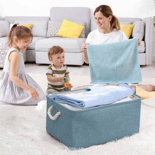 Foldable Storage Baskets Flax Dirty Clothes Storage Baskets Desktop Cosmetic Organize Box Rope Handle Organize Box
