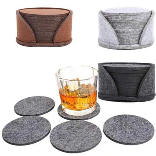 50PCS Round  Coaster Dining Table Protector Pad Heat Resistant Cup Mat Coffee Tea Hot Drink Mug Placemat,Brown 1