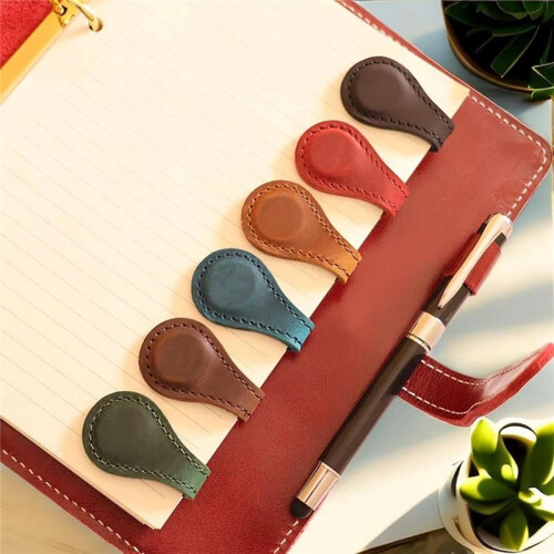 Leather Magnetic Bookmark, Leather Bookmark, Magnet Bookmarks, Handmade, 3Pcs Black 1