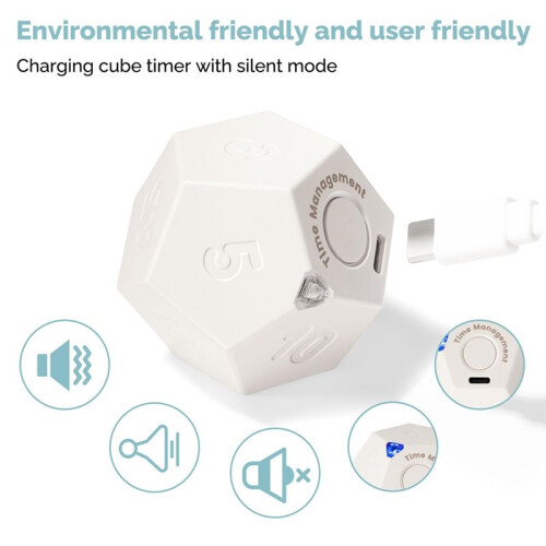 Timer Rotate Dodecagon - Rechargeable Timer Sound Vibrate Light Alarm Flip Timer 1 3 5 10 15 20 25 30 45 60 90 Countdown 2