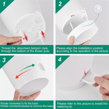 5 Pack 5 Inch Self Watering Pots for Indoor Plants, Flower Pots Planter with Drainage Holes and Wick Rope White