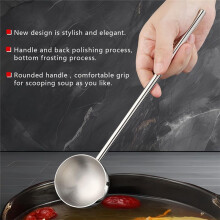 CucharóN de Sopa PequeñO, Cuchara Profunda de Metal de Acero Inoxidable con Vertedor, Cucharones de Salsa de Manejar Largo de 2 Onzas para