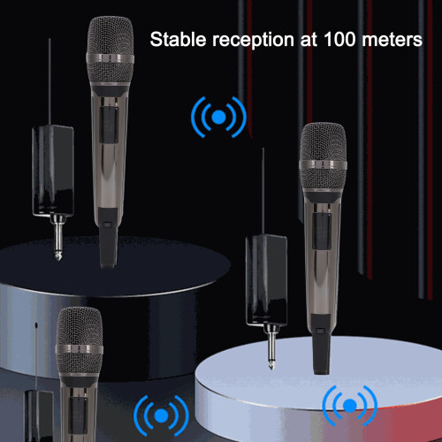 Micrófono dinámico inalámbrico UHF de mano de metal 500mAh 2