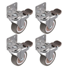 Ruedas de Montaje Lateral, Ruedas para Muebles de 2 Pulgadas, Ruedas de Goma en Forma de L, Juego de 4, Tapa Giratoria con Bloqueo de 360 Grados,