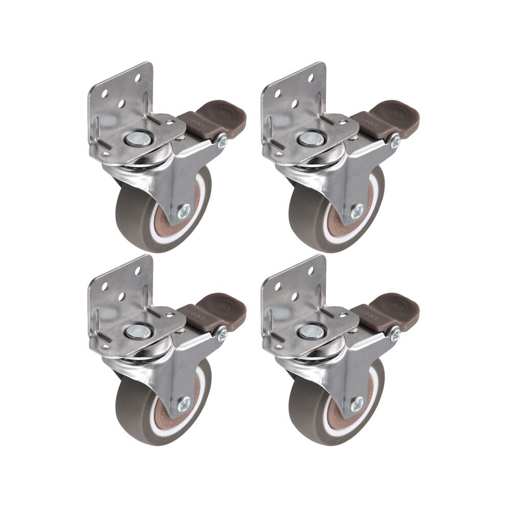 Side Mount Casters, 2 Inch Furniture Wheels, Lshaped Rubber Casters Set Of 4, 360-Degree Locking Swivel Top 4Pack 6034197973988