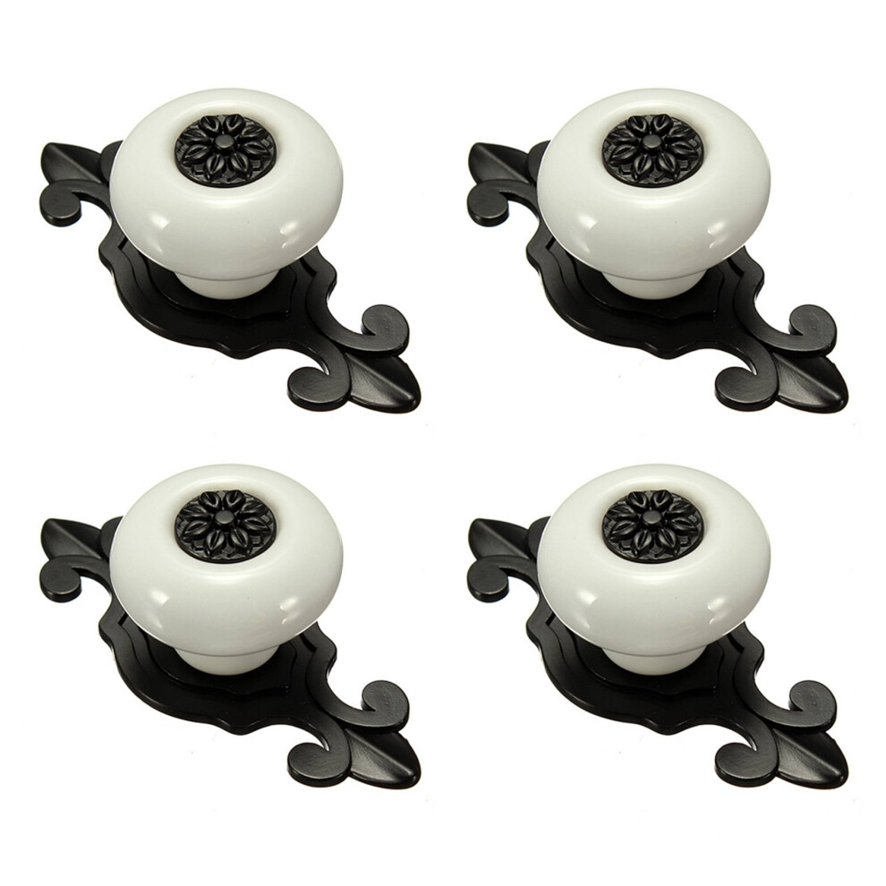 4X Vintage Ceramic Door Knobs Drawer Cabinet Cupboard Wardrobe Pull Handle White+Black 6032022787656