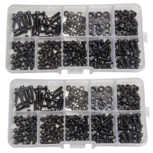 600 Pcs Nuts Bolts Set Hex Bolts Nut and Washer Assortment Screws Bolts M3 Tool Kit with Plastic Box (Black)