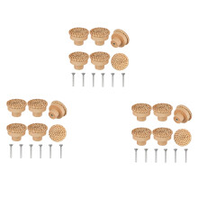 Boho Rattan Kommode Knäufe Runde Holz Schubladen Knäufe Handgefertigt Aus Korbgeflecht und Schrauben für Boho Möbel Knäufe 18 Stück