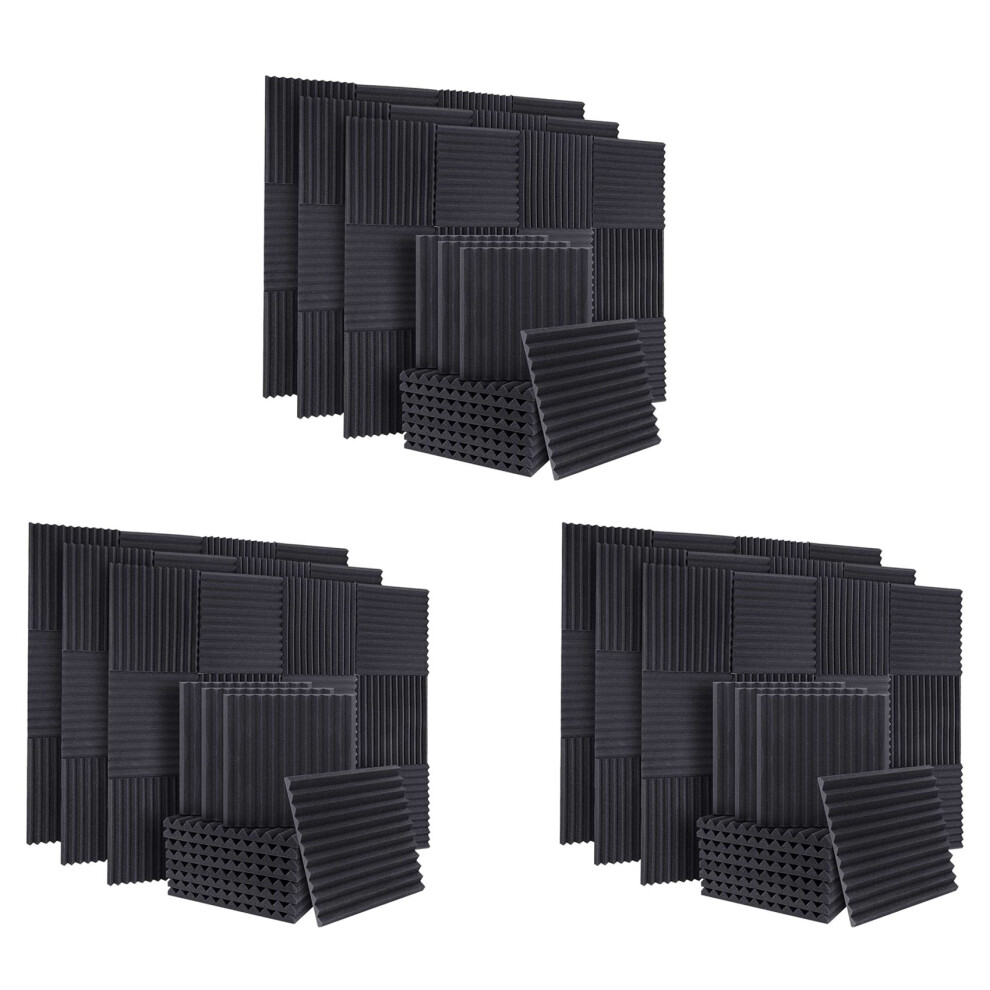 150Pcs Acoustic Soundproof Foam Sound Absorbing Panels Sound Insulation Panels Wedge 1X12x12inch 4711226512913