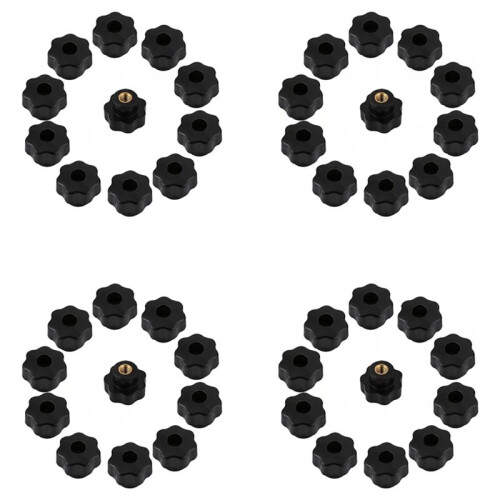 40PCS M6 Internal Thread Knob Screw Plastic Star  Clamping Knob Black M6 x 25